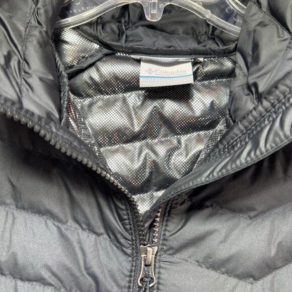COLUMBIA Women's Large Jacket Puffer Powder Lite II Omni-Heat Hooded Black Therm - Picture 5 of 11